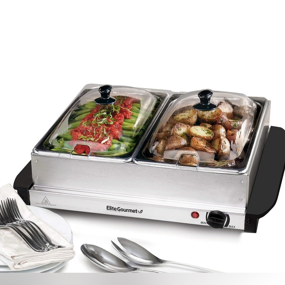 Elite Gourmet 5Qt. Stainless Steel Buffet Server with Warming Tray NIB
